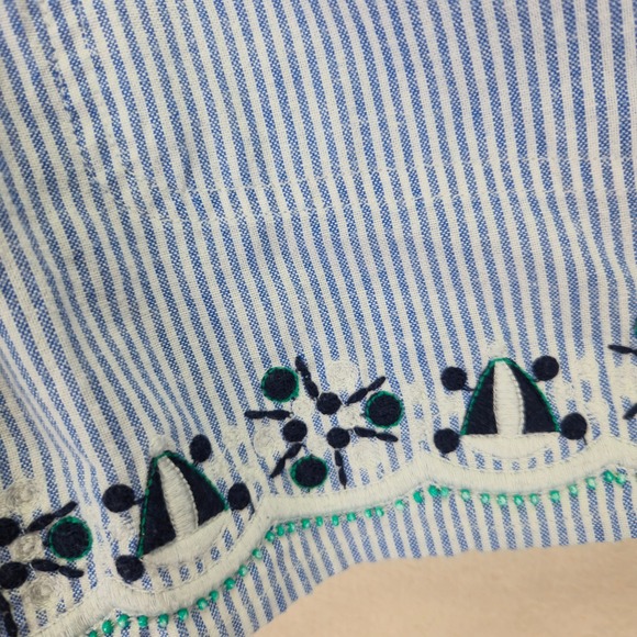 Vineyard Vines Womens Elastic Waist Shorts Small Striped Embroidered Bohemian - Picture 6 of 8